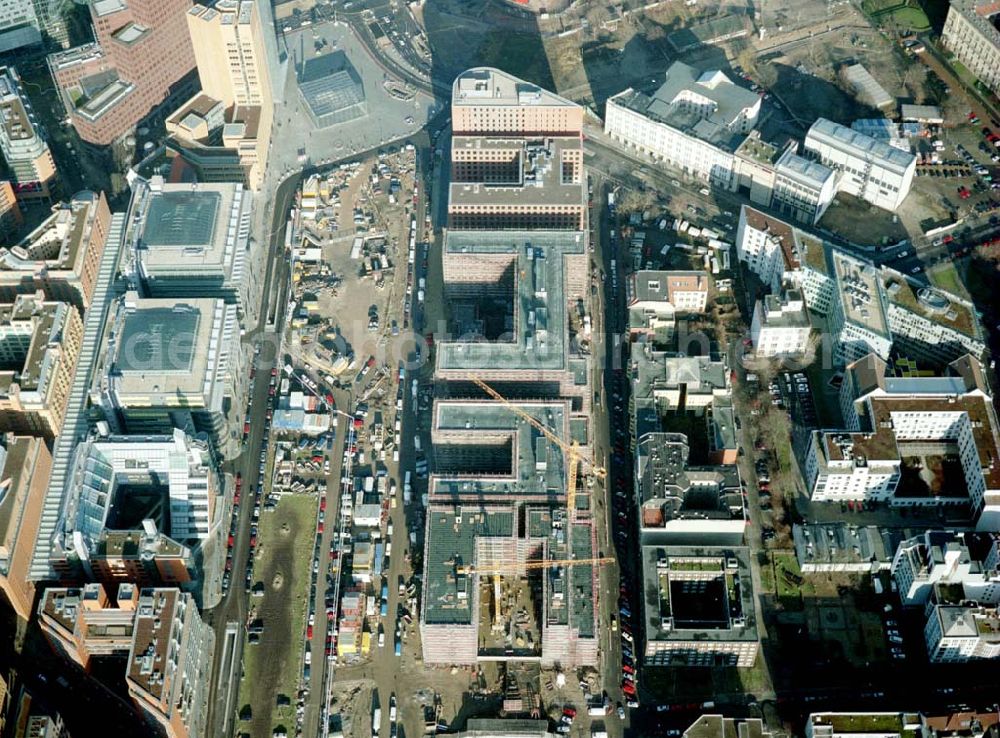 Berlin - Tiergarten from above - Gelände des Potsdamer Platzes in Berlin-Tiergarten - ein Objekt der HVB - Projekt GmbH.