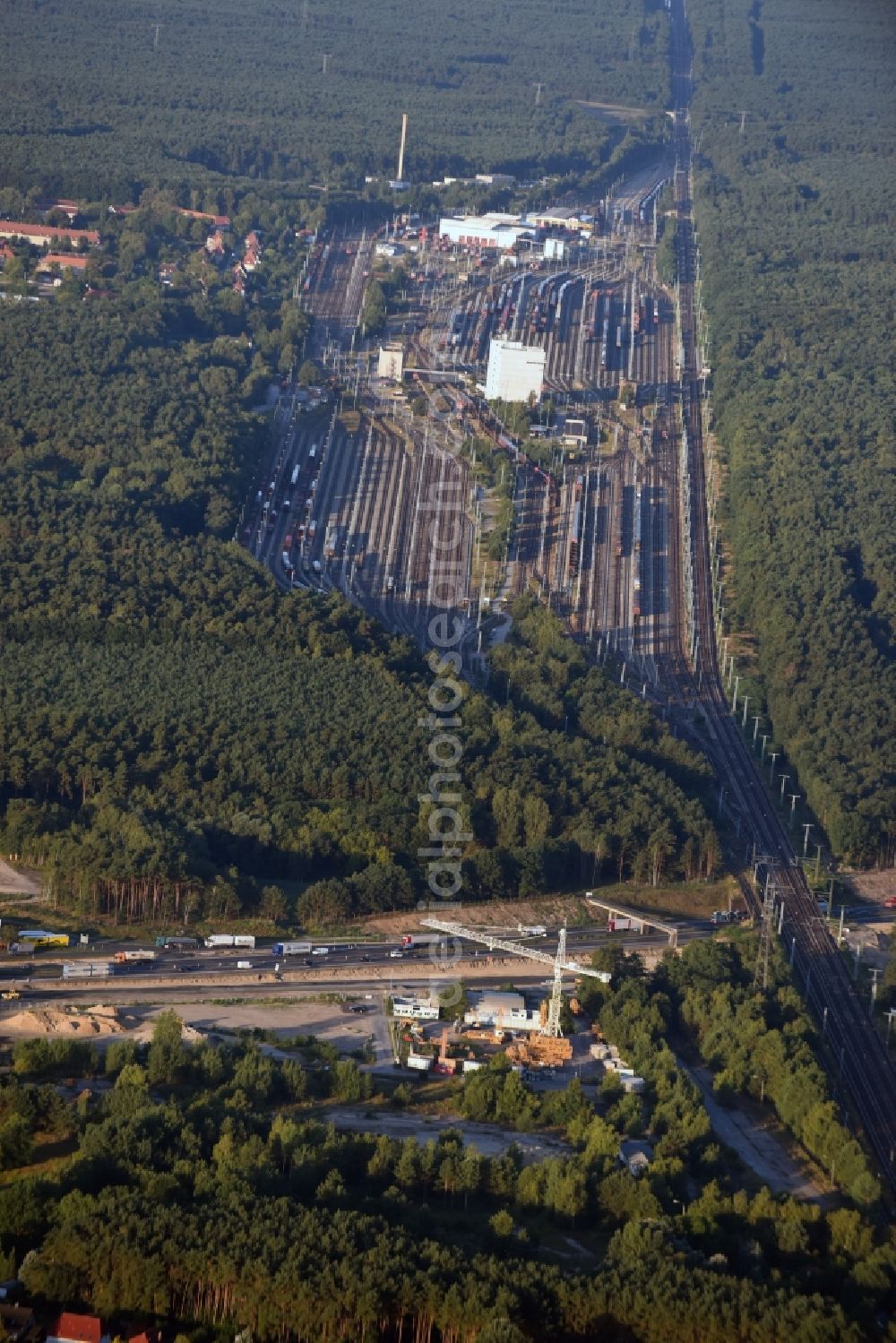 Aerial photograph Seddiner See - Compound and facilities of Seddin Station and its rail tracks in the borough of Seddiner See in the state of Brandenburg. The train station Seddin is a railway station in Neuseddin in Brandenburg. It is one of the most important railway yards at DB InfraGO AG in East Germany