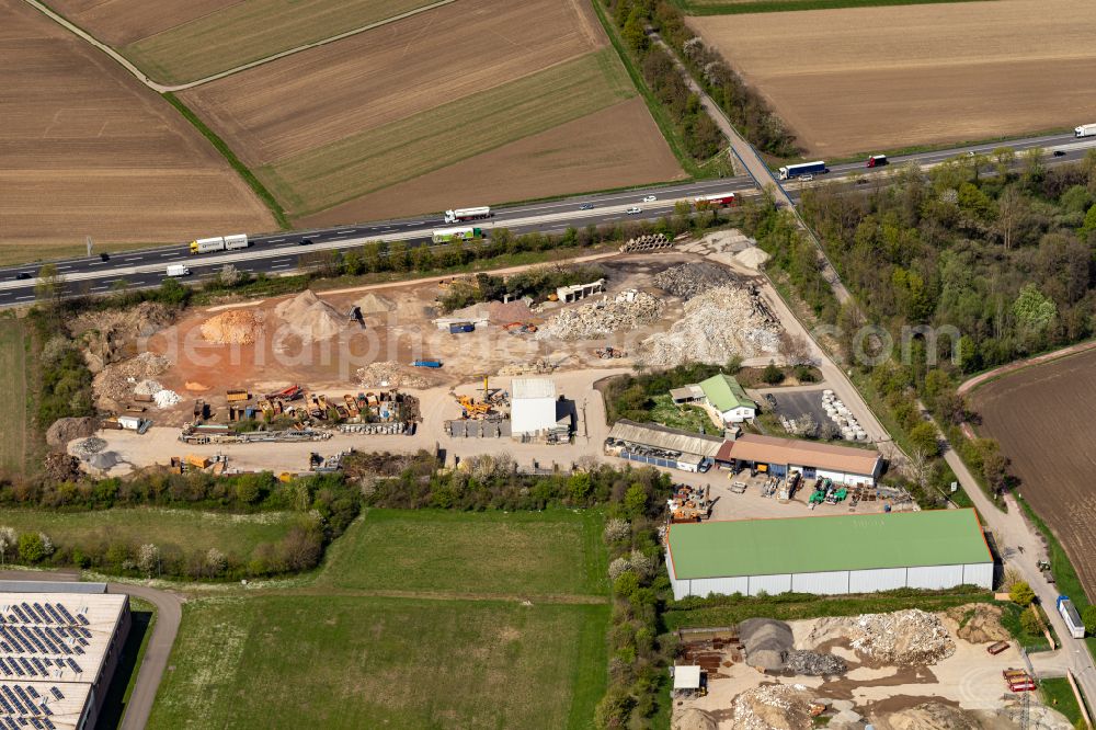 Aerial photograph Mahlberg - Site waste and recycling sorting Schotter Singler in Mahlberg in the state Baden-Wurttemberg, Germany