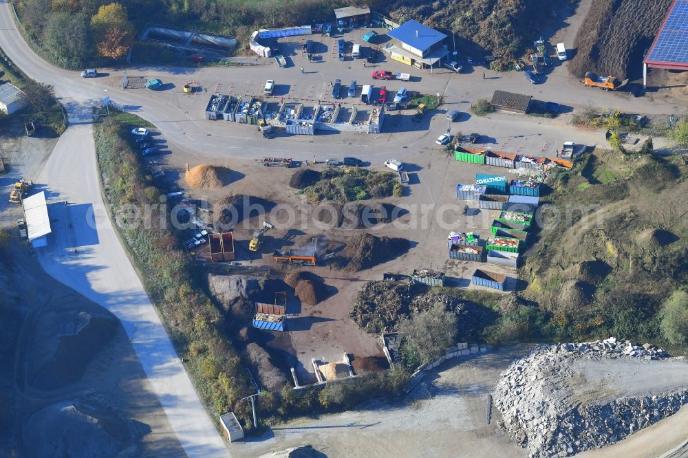 Küssaberg from the bird's eye view: Site of the collection station and combusting plant in the district Kadelburg / Ettikon in Kuessaberg in the state Baden-Wuerttemberg, Germany