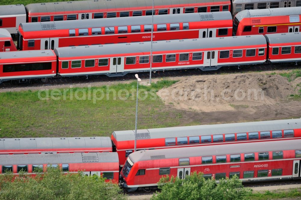 Aerial photograph Wittenberge - Site of the railroad repair shop Wittenberge (RAW) as to save current maintenance facility of the Deutsche Bahn AG in Wittenberge