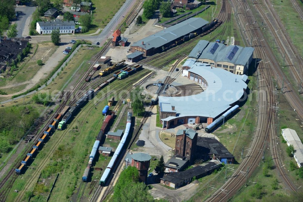 Wittenberge from above - Site of the railroad repair shop Wittenberge (RAW) as to save current maintenance facility of the Deutsche Bahn AG in Wittenberge