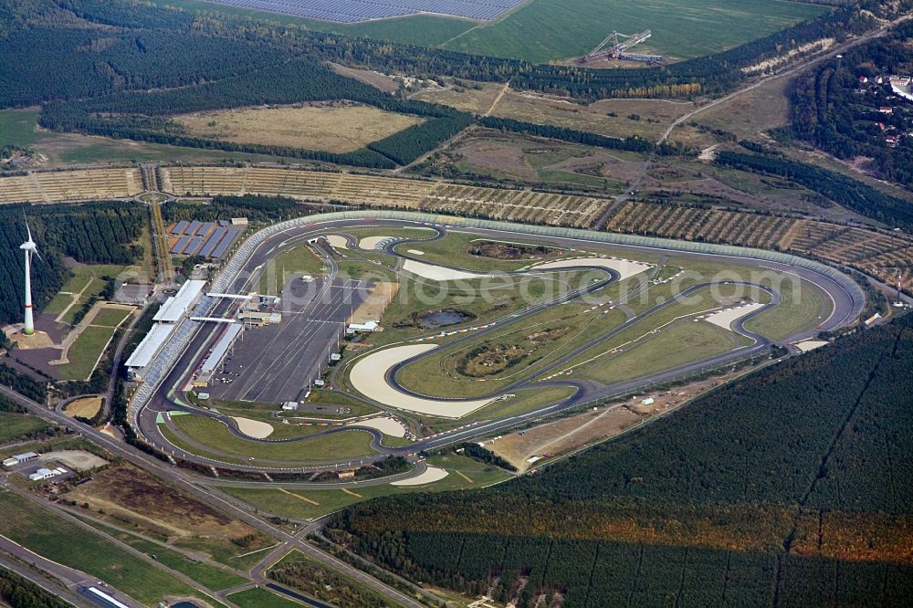 Klettwitz from the bird's eye view: Grounds of the racetrack the Lausitzring / Euro Speedway Lausitz in Brandenburg