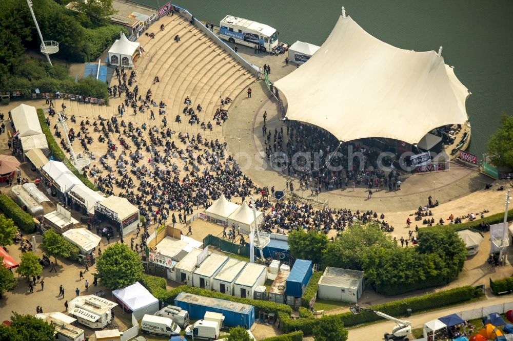 Aerial photograph Gelsenkirchen - Participants in the Rock Hard Festival 2015 in Gelsenkirchen in the state North Rhine-Westphalia