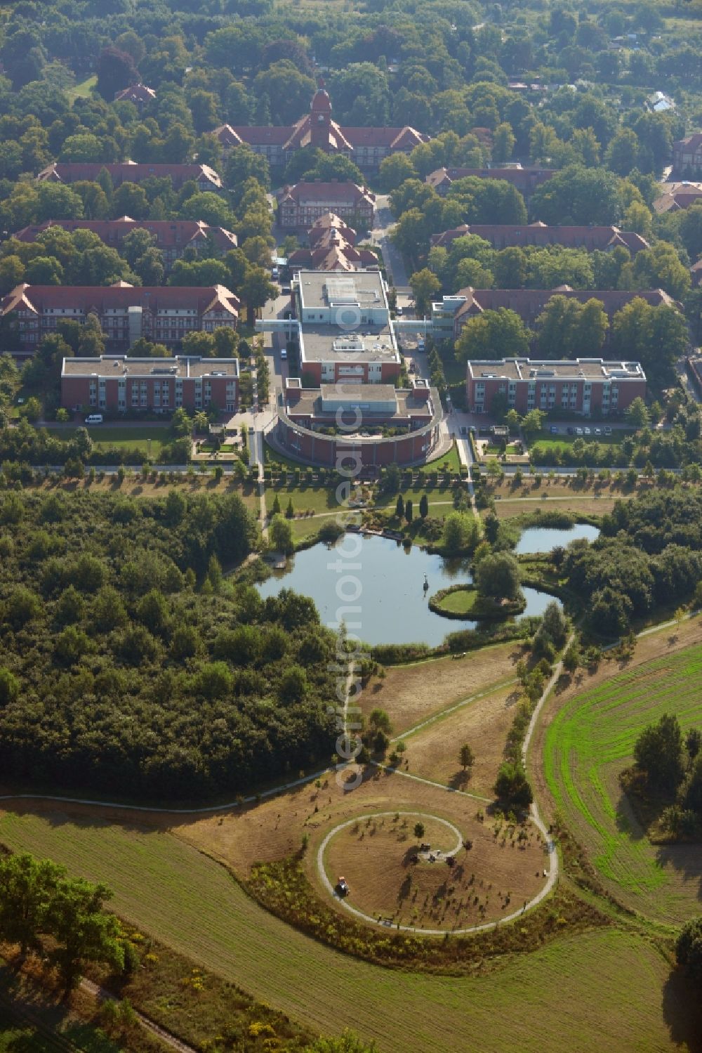 Neuruppin from the bird's eye view: Site of the Ruppin clinics in Neuruppin in Brandenburg