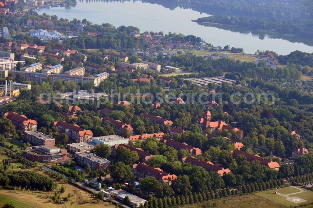 Neuruppin from the bird's eye view: Site of the Ruppin clinics in Neuruppin in Brandenburg