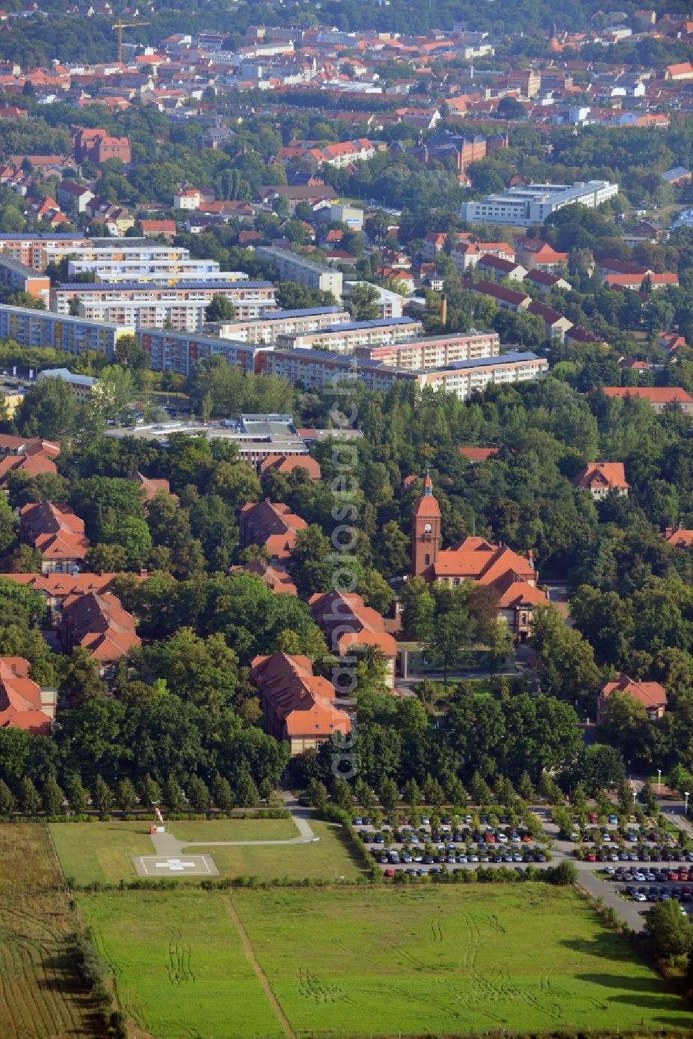 Neuruppin from above - Site of the Ruppin clinics in Neuruppin in Brandenburg