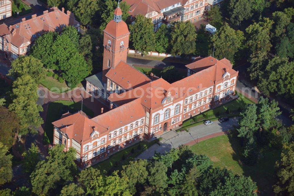 Neuruppin from the bird's eye view: Site of the Ruppin clinics in Neuruppin in Brandenburg