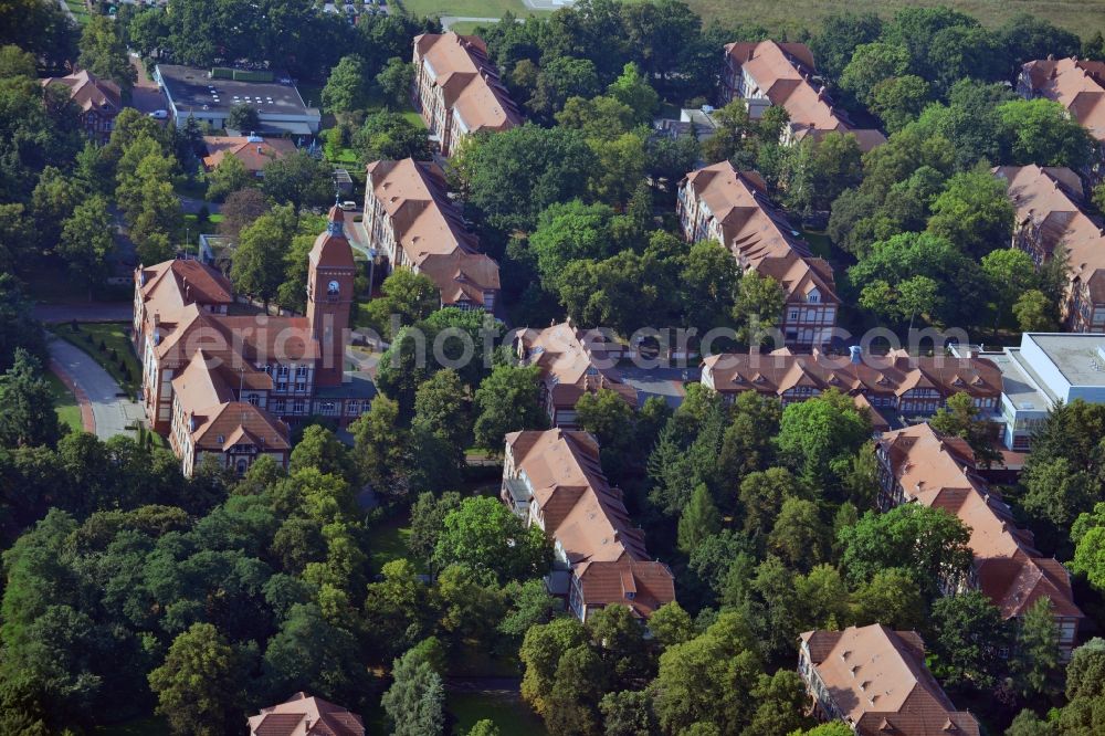 Neuruppin from the bird's eye view: Site of the Ruppin clinics in Neuruppin in Brandenburg