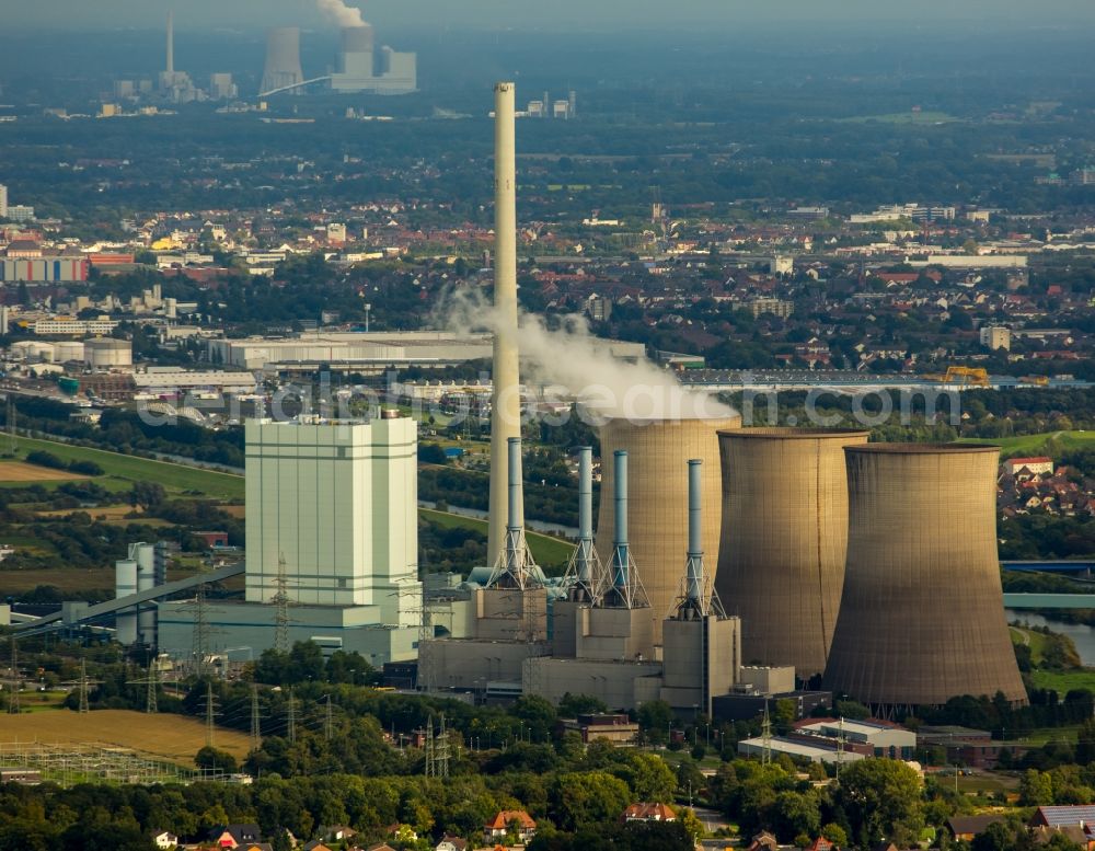 Werne from above - Site of the RWE gas and steam turbine power plant in Werne in the state of North Rhine-Westphalia