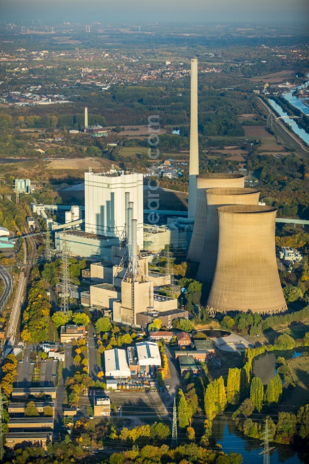 Aerial image Werne - Site of the RWE gas and steam turbine power plant in Werne in the state of North Rhine-Westphalia