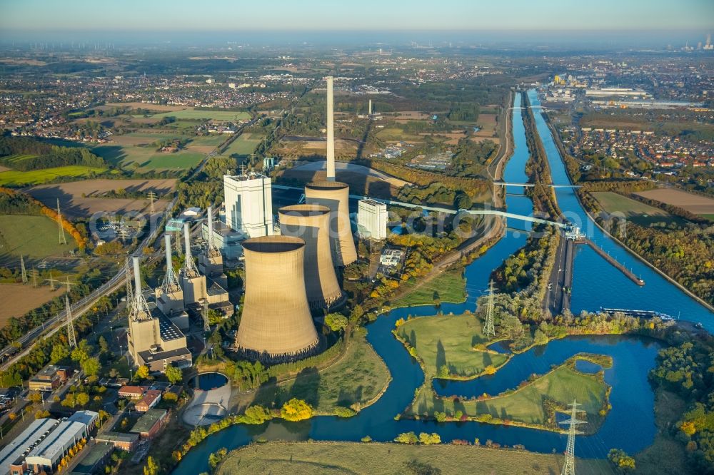 Werne from above - Site of the RWE gas and steam turbine power plant in Werne in the state of North Rhine-Westphalia