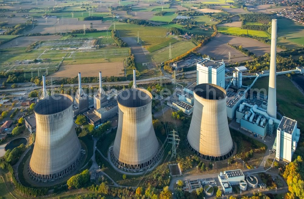 Aerial image Werne - Site of the RWE gas and steam turbine power plant in Werne in the state of North Rhine-Westphalia