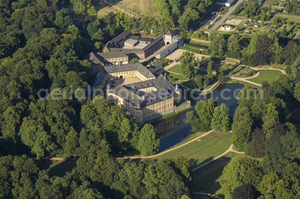 Jüchen from above - Castle Dyck in the community Juechen in the state of North Rhine-Westphalia