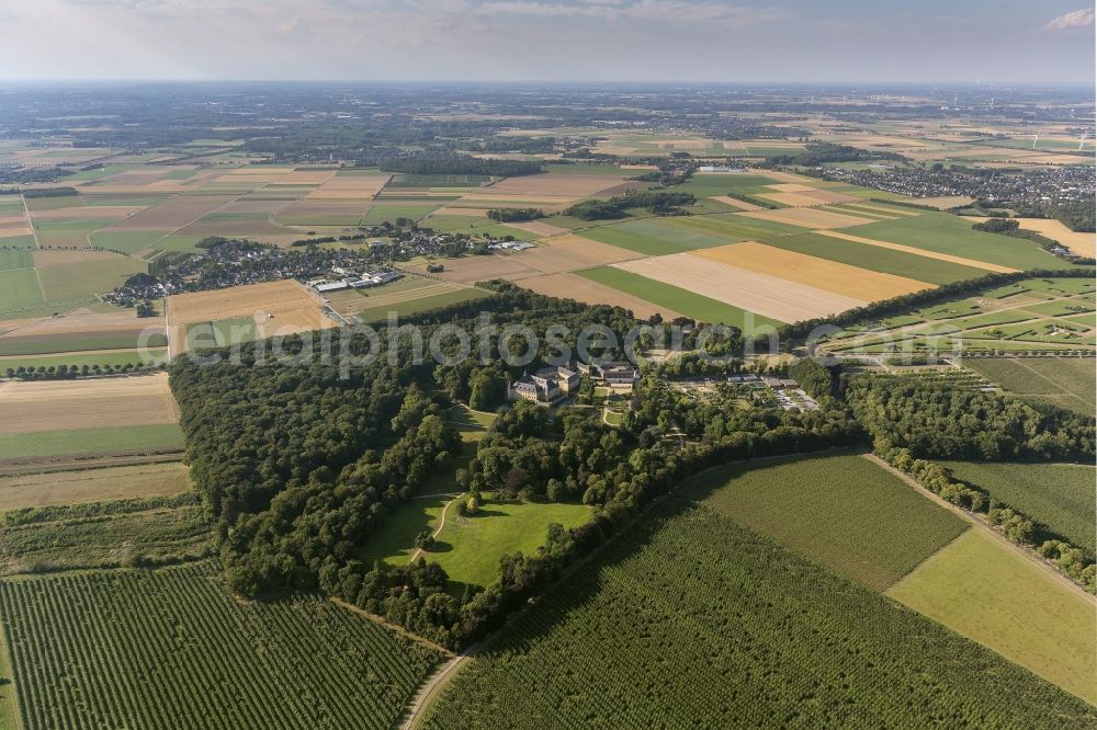 Jüchen from above - Castle Dyck in the community Juechen in the state of North Rhine-Westphalia