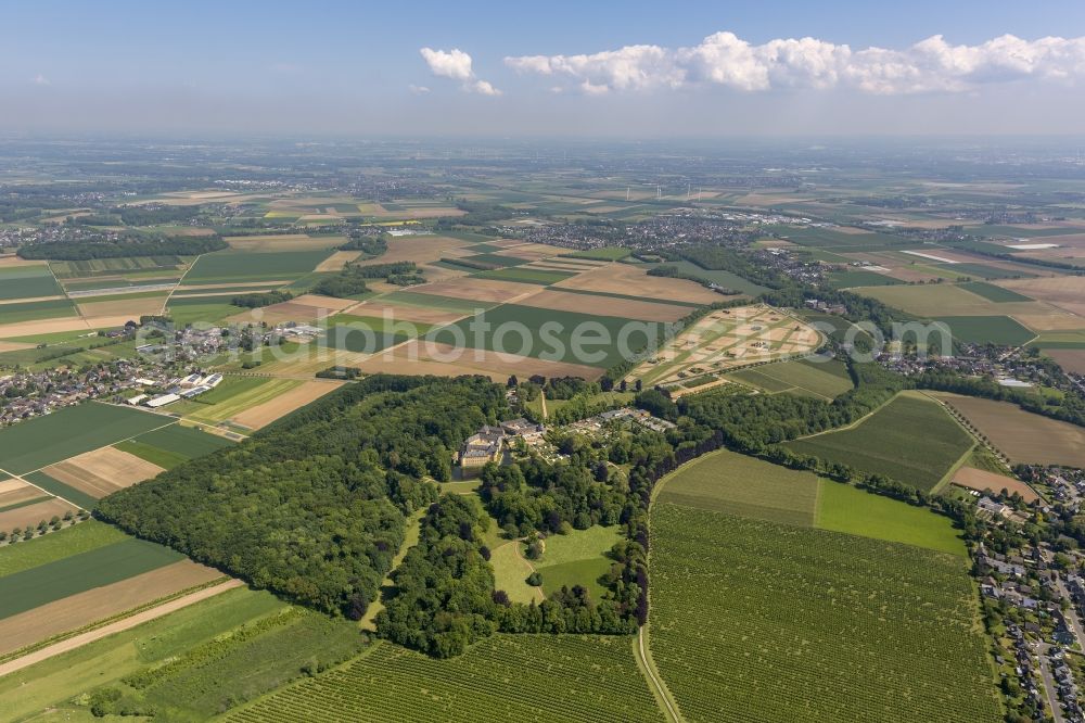 Jüchen from above - Castle Dyck in the community Juechen in the state of North Rhine-Westphalia