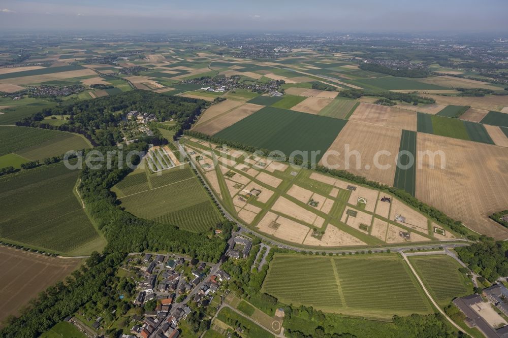 Aerial image Jüchen - Castle Dyck in the community Juechen in the state of North Rhine-Westphalia