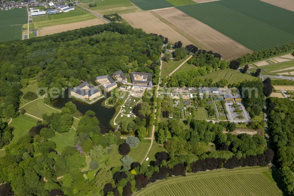 Aerial image Jüchen - Castle Dyck in the community Juechen in the state of North Rhine-Westphalia