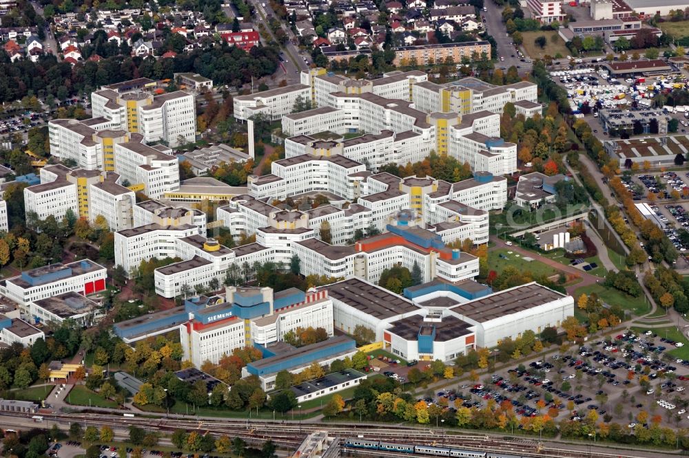 München from the bird's eye view: Company grounds and facilities of Siemens-AG in Munich in the state Bavaria