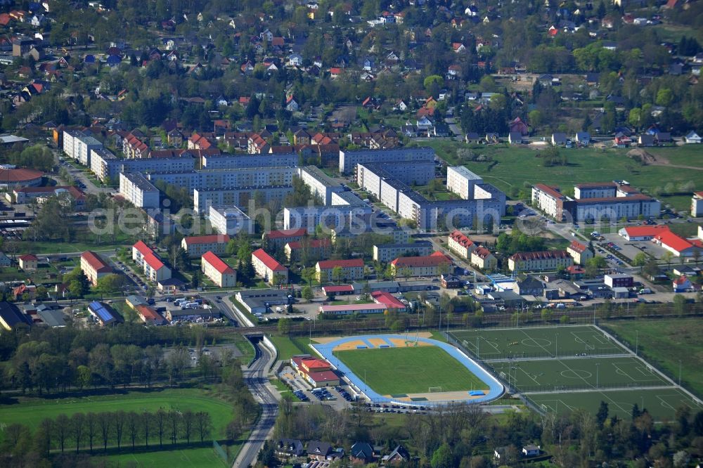 Falkensee from above - Grounds of the Sports Park Rose Street in Falkensee in Brandenburg