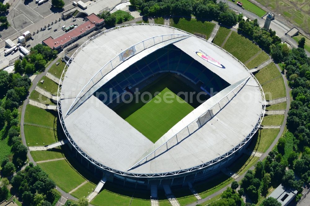 Aerial photograph Leipzig - The Red Bull Arena, formerly Central Stadium, is the largest stadium in Leipzig