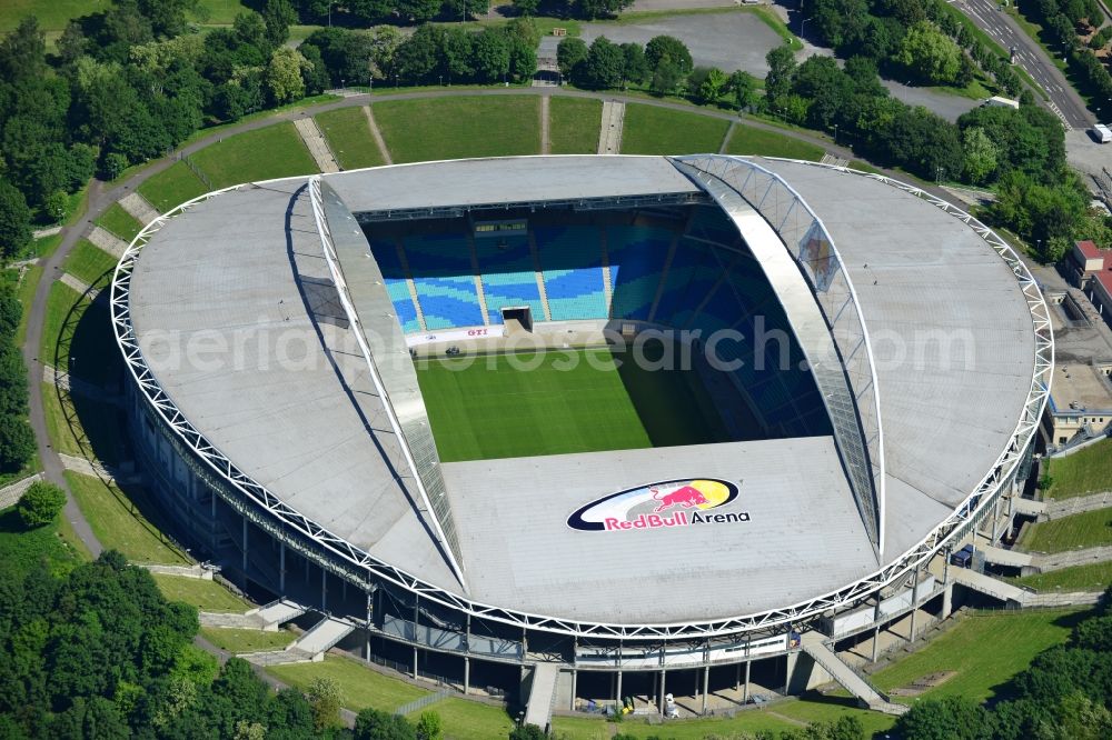 Leipzig from the bird's eye view: The Red Bull Arena, formerly Central Stadium, is the largest stadium in Leipzig