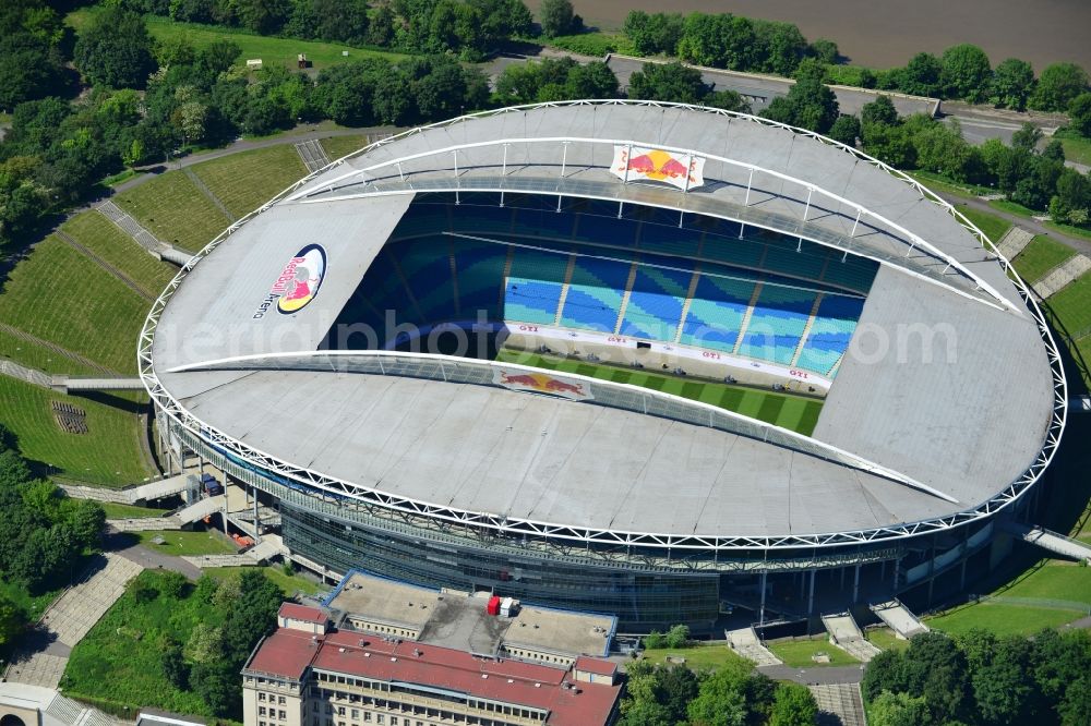 Aerial image Leipzig - The Red Bull Arena, formerly Central Stadium, is the largest stadium in Leipzig