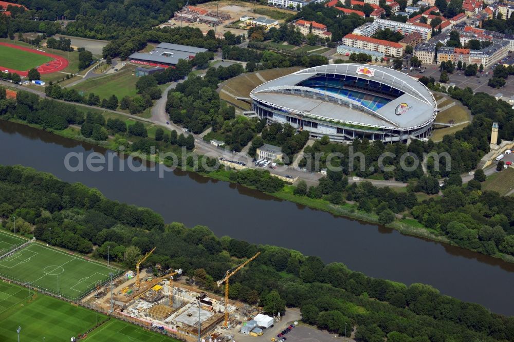 Aerial photograph Leipzig - The Red Bull Arena, formerly Central Stadium, is the largest stadium in Leipzig