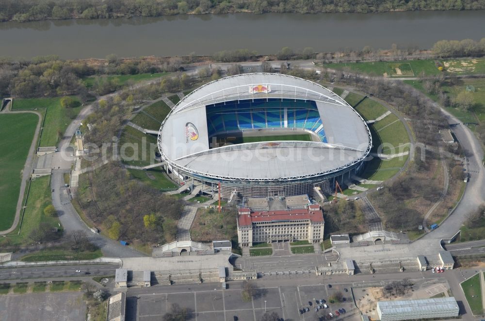 Aerial image Leipzig - The Red Bull Arena, formerly Central Stadium, is the largest stadium in Leipzig