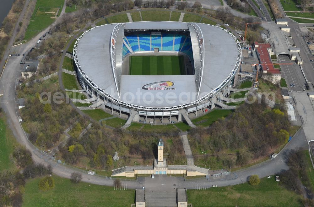 Leipzig from above - The Red Bull Arena, formerly Central Stadium, is the largest stadium in Leipzig