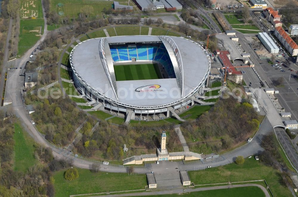 Leipzig from above - The Red Bull Arena, formerly Central Stadium, is the largest stadium in Leipzig