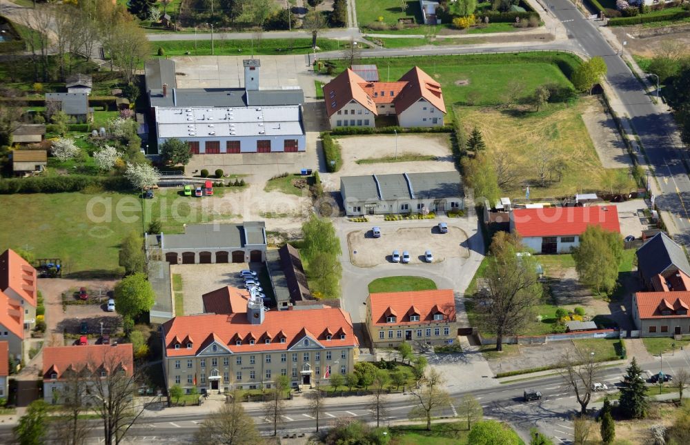 Falkensee from above - Site of the city council and the fire at the town hall on the Falkenhagener street in Falkensee in Brandenburg