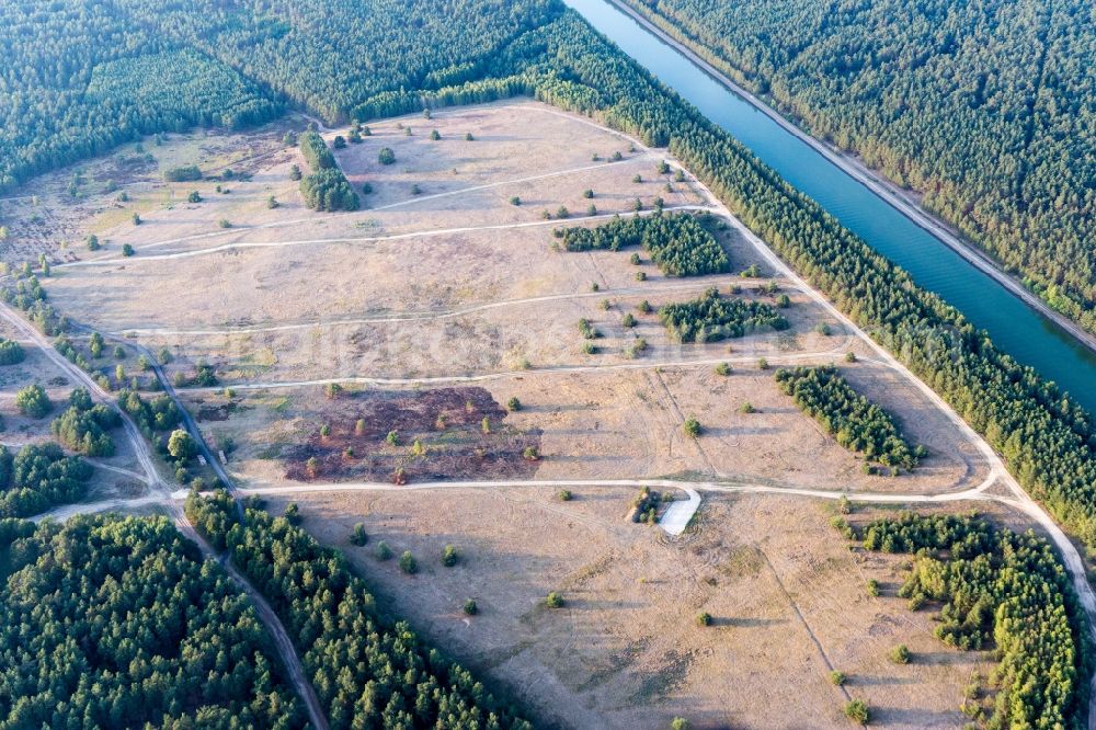 Wendisch Evern from above - Areal of military training ground Standortuebungsplatz Lueneburg Wendisch-Evern in Wendisch Evern in the state Lower Saxony, Germany