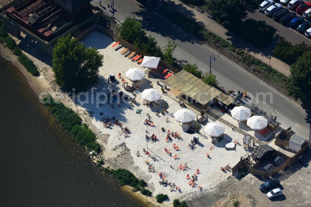 Magdeburg from above - Site of the beach on the banks of the Elbe in Magdeburg Magdeburg in Saxony-Anhalt