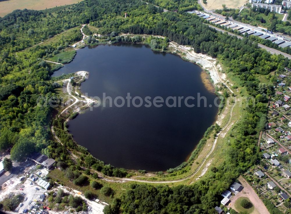 Halle / Saale from above - Site of the opencast mine at the quarry in the district of Neustadt in Halle (Saale) in Saxony-Anhalt