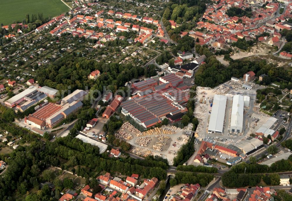 Aerial image Bad Langensalza - Area of the Thueringer Wollgarnspinnerei company in Bad Langensalza in Thuringia