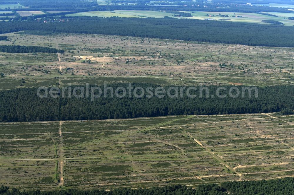 Lübthen from the bird's eye view: Areal of military training ground german army Bundeswehr in Luebthen in the state Mecklenburg - Western Pomerania