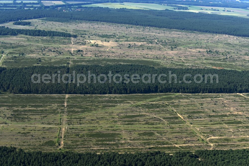 Aerial photograph Lübthen - Areal of military training ground german army Bundeswehr in Luebthen in the state Mecklenburg - Western Pomerania