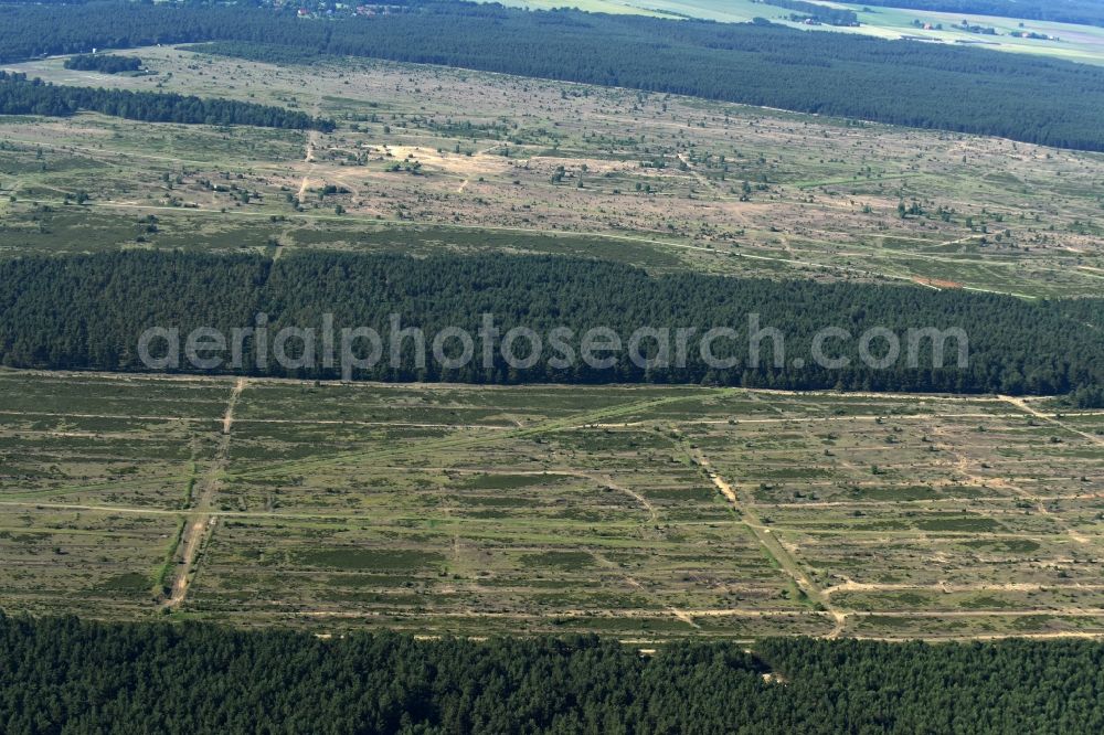 Lübthen from the bird's eye view: Areal of military training ground german army Bundeswehr in Luebthen in the state Mecklenburg - Western Pomerania