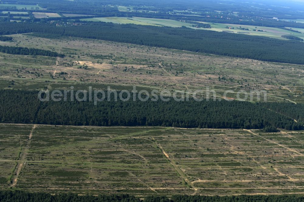 Aerial image Lübthen - Areal of military training ground german army Bundeswehr in Luebthen in the state Mecklenburg - Western Pomerania