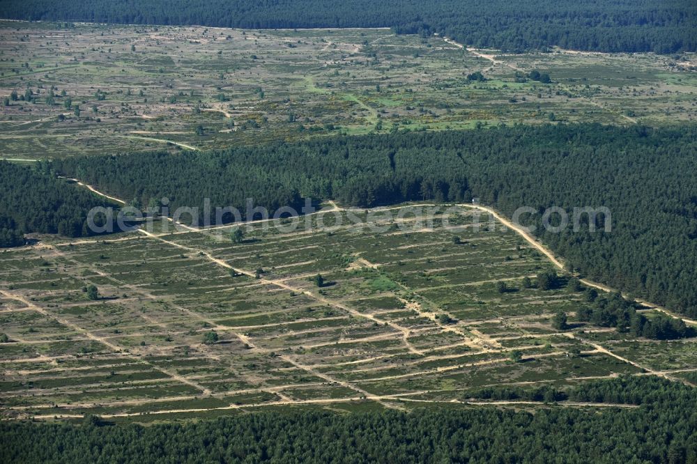 Aerial image Lübthen - Areal of military training ground german army Bundeswehr in Luebthen in the state Mecklenburg - Western Pomerania