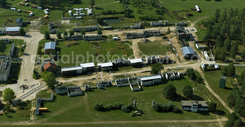 Planebruch from the bird's eye view: Areal of military training ground and house fighting and melee training center in Planebruch in the state Brandenburg