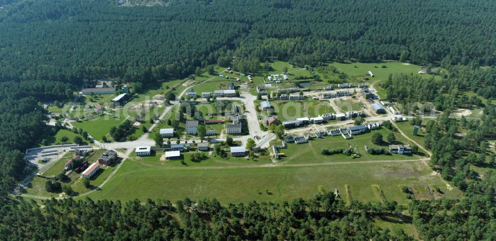 Aerial image Planebruch - Areal of military training ground and house fighting and melee training center in Planebruch in the state Brandenburg