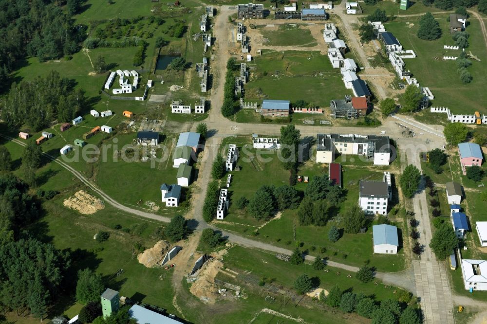 Aerial image Planebruch - Areal of military training ground and house fighting and melee training center in Planebruch in the state Brandenburg