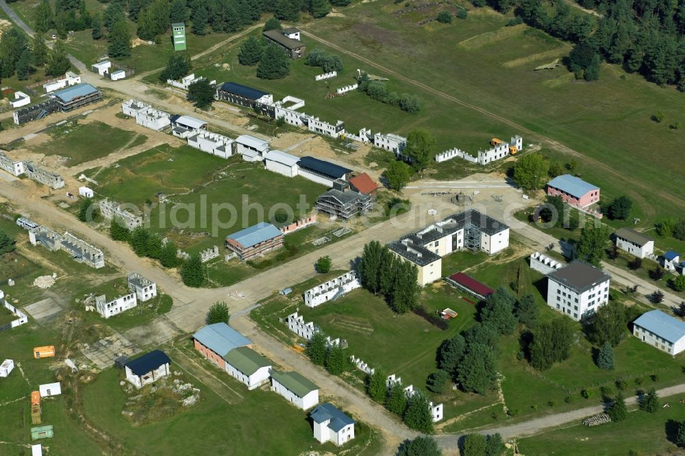 Planebruch from above - Areal of military training ground and house fighting and melee training center in Planebruch in the state Brandenburg