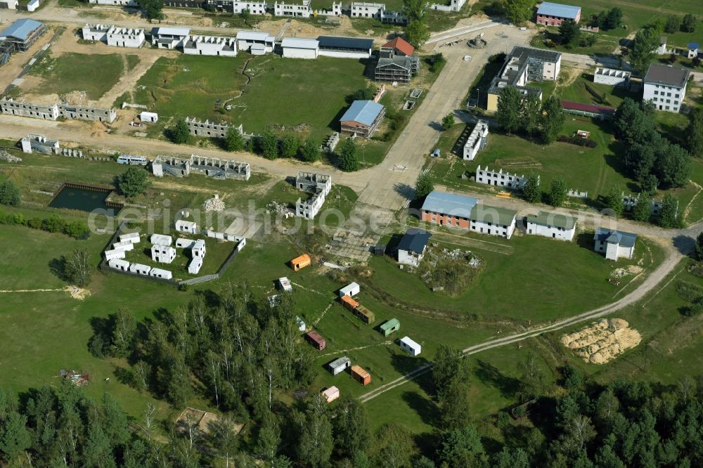 Planebruch from the bird's eye view: Areal of military training ground and house fighting and melee training center in Planebruch in the state Brandenburg