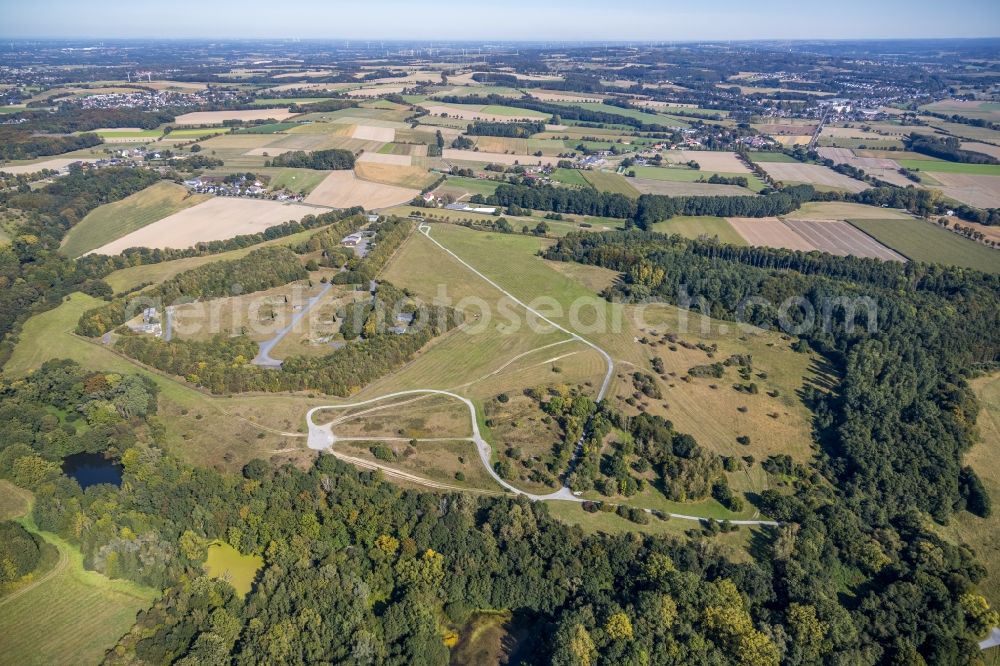 Holzwickede from above - Areal of military training ground on Kanonenweg in the district Opherdicke in Holzwickede in the state North Rhine-Westphalia, Germany