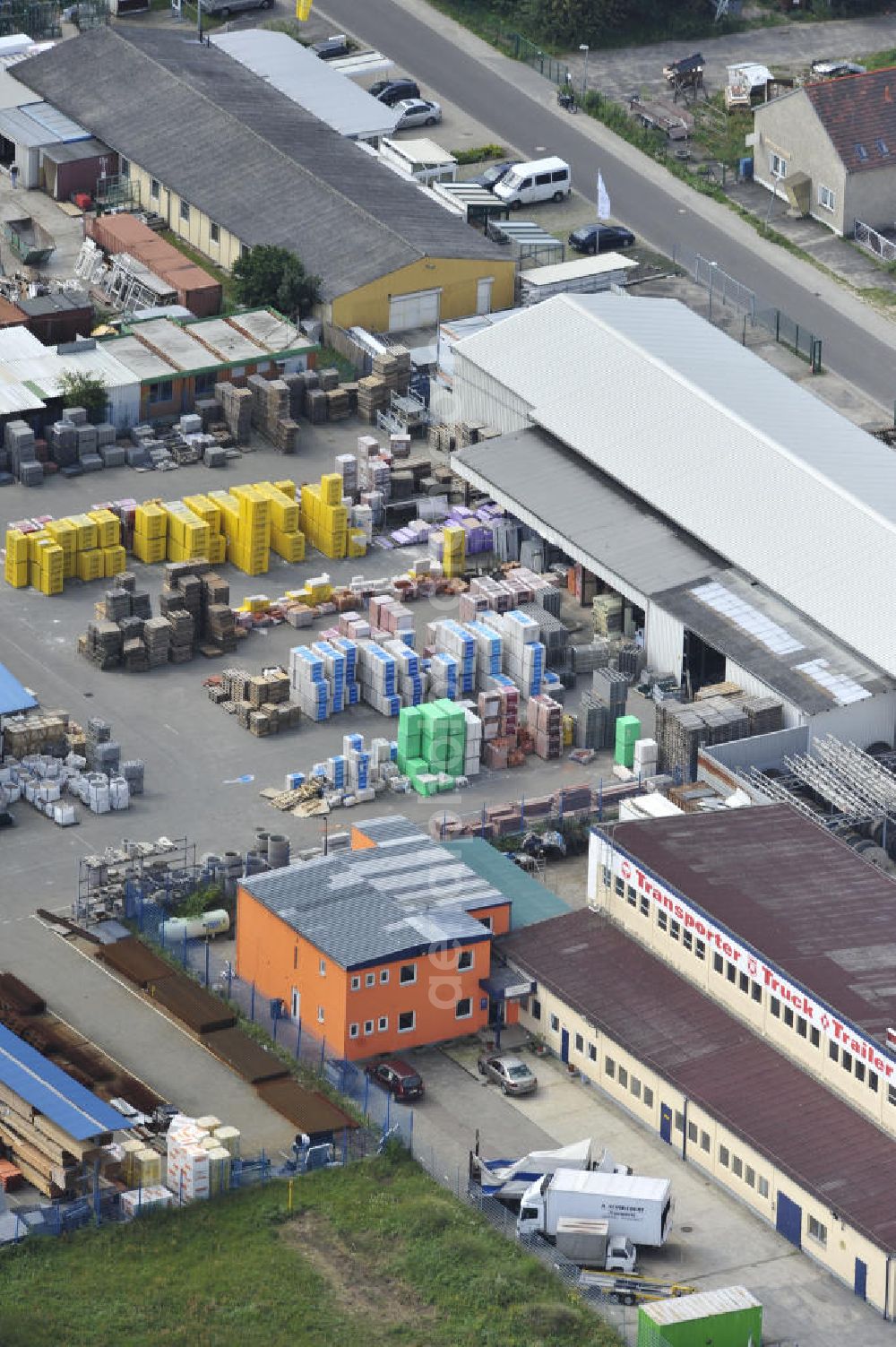 Aerial image Bernau - Look at the area of the Truck Center Bernau, an open unconditional car work shop at the motor way exit Bernau Nord of the A 11