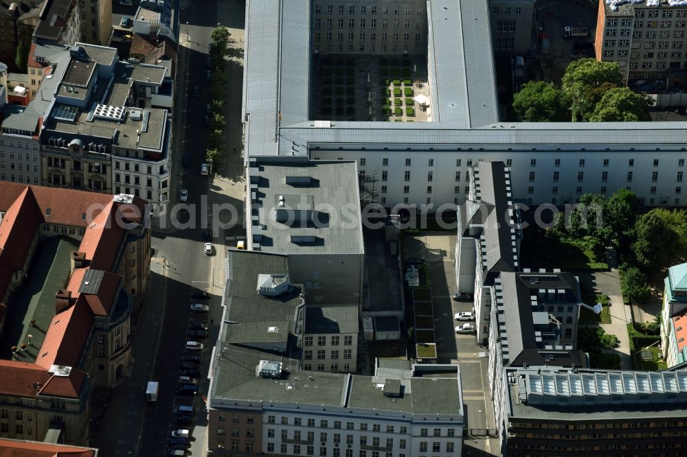 Berlin from the bird's eye view: Site of the substation for voltage conversion and electrical power supply Jaegerstrasse - Mauerstrasse destrict Mitte in Berlin