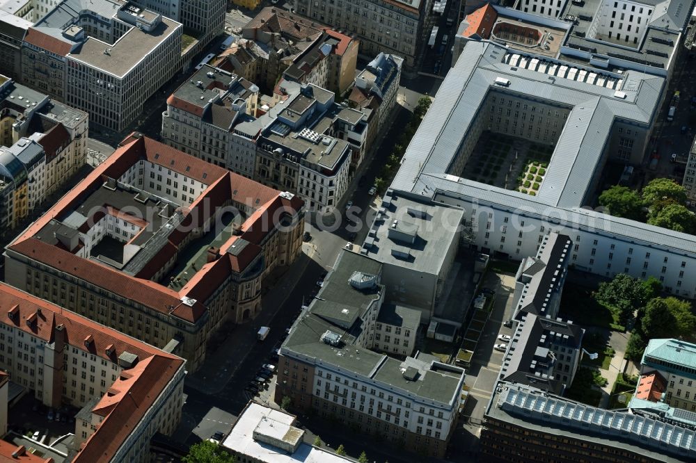 Aerial photograph Berlin - Site of the substation for voltage conversion and electrical power supply Jaegerstrasse - Mauerstrasse destrict Mitte in Berlin